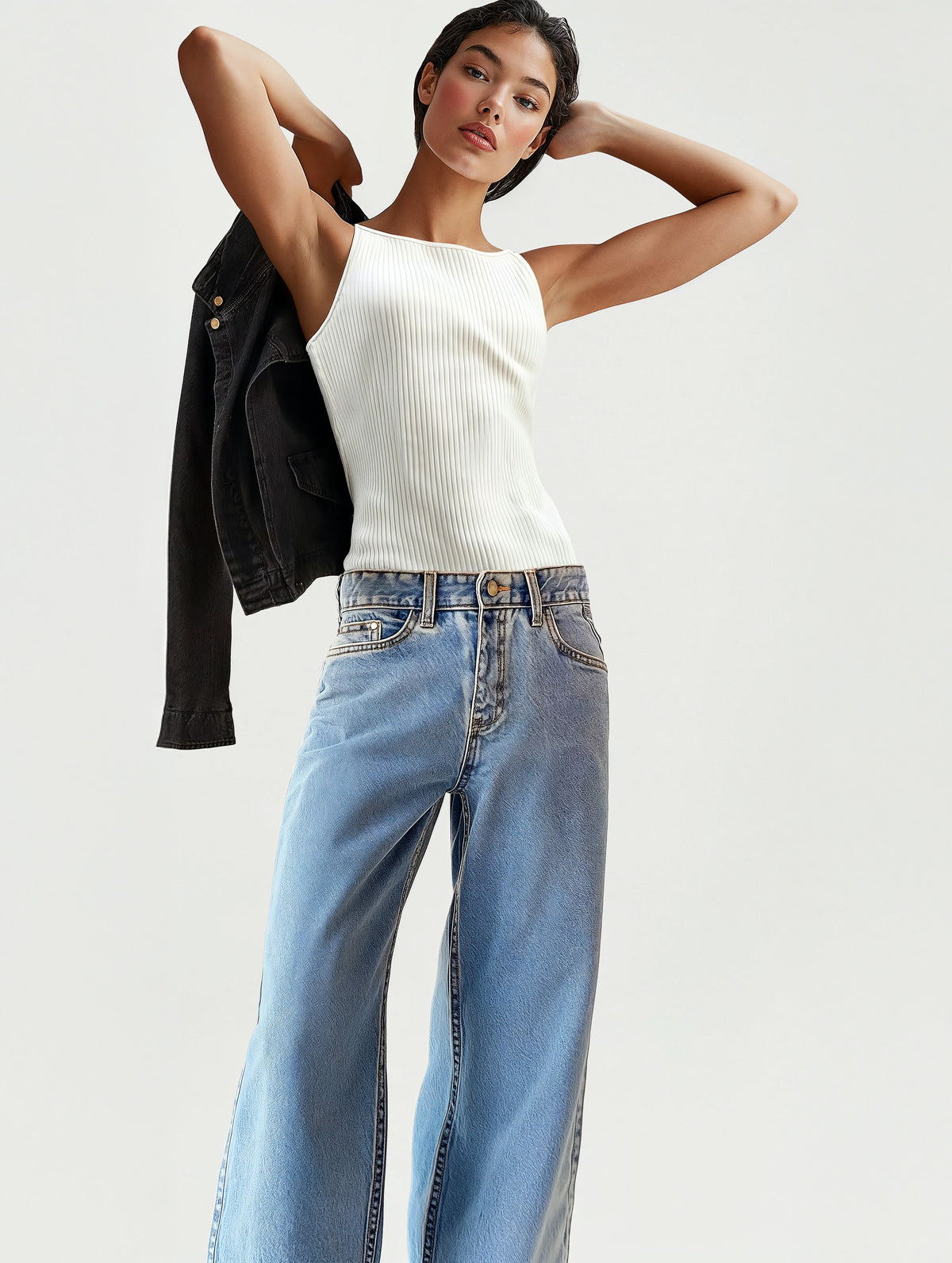 Wide Leg Distressed Jeans