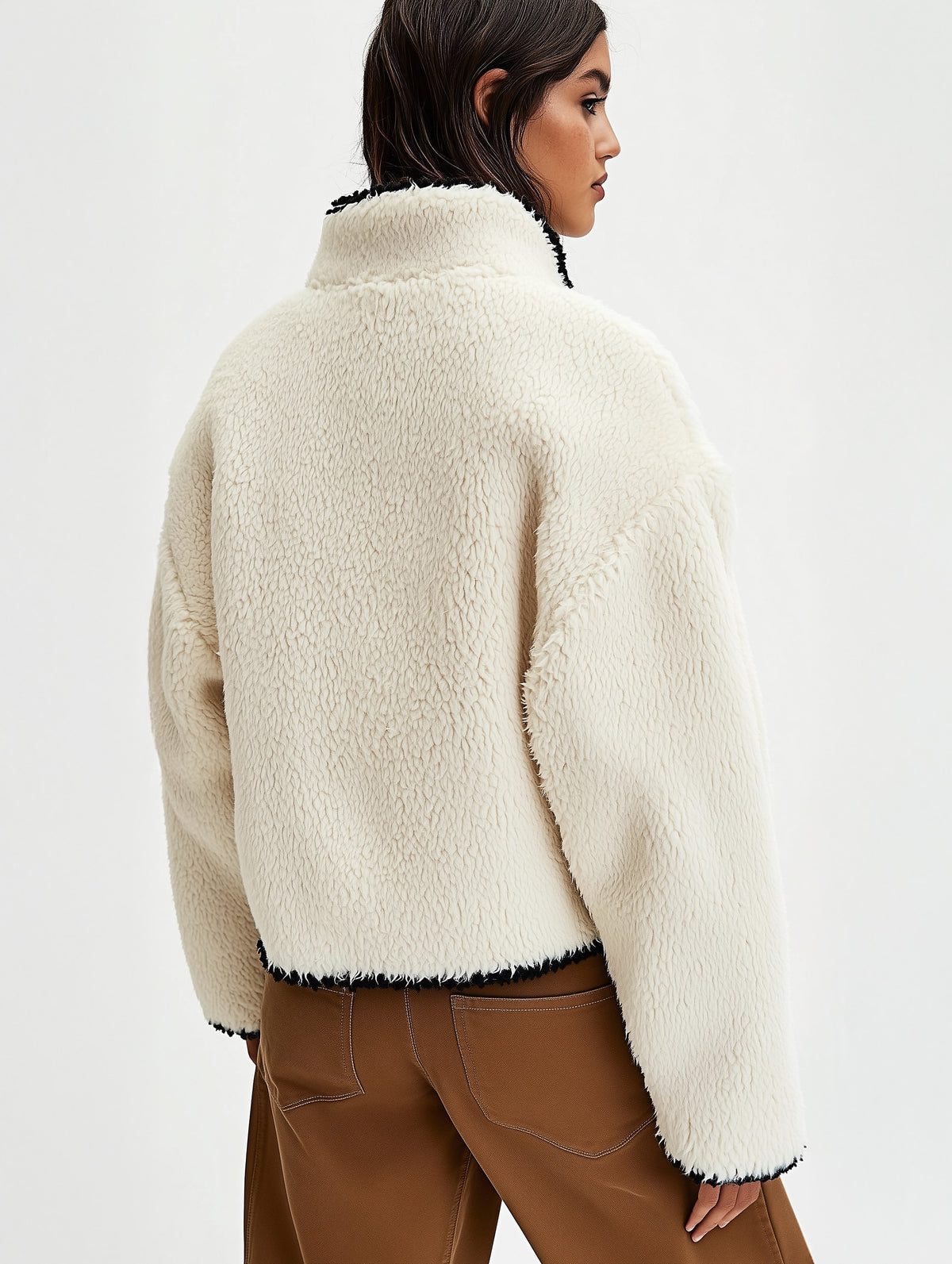 Contrast Trim Sherpa Jacket-zoom-3