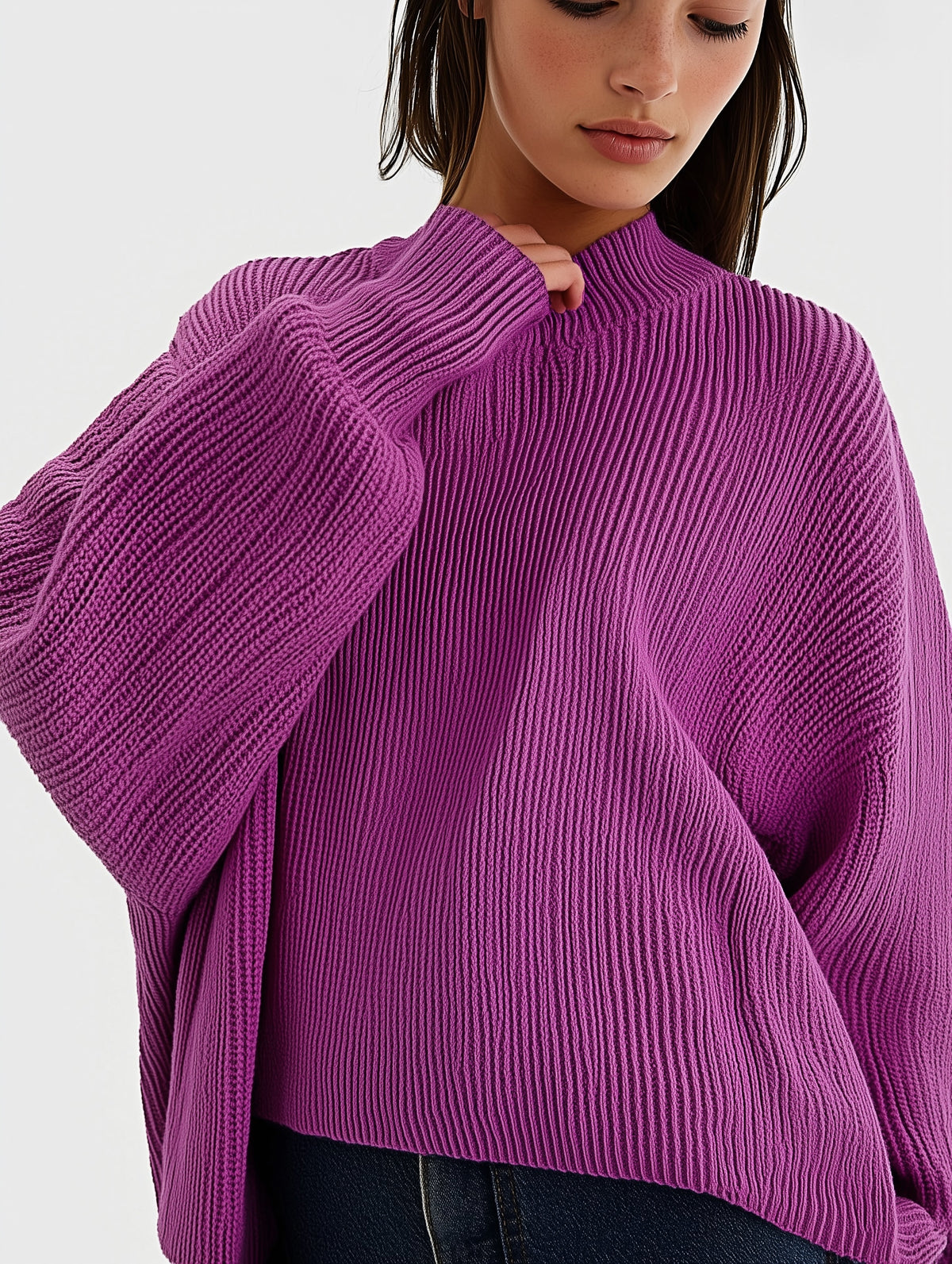 Pleated Oversized Knit Sweater-zoom-2