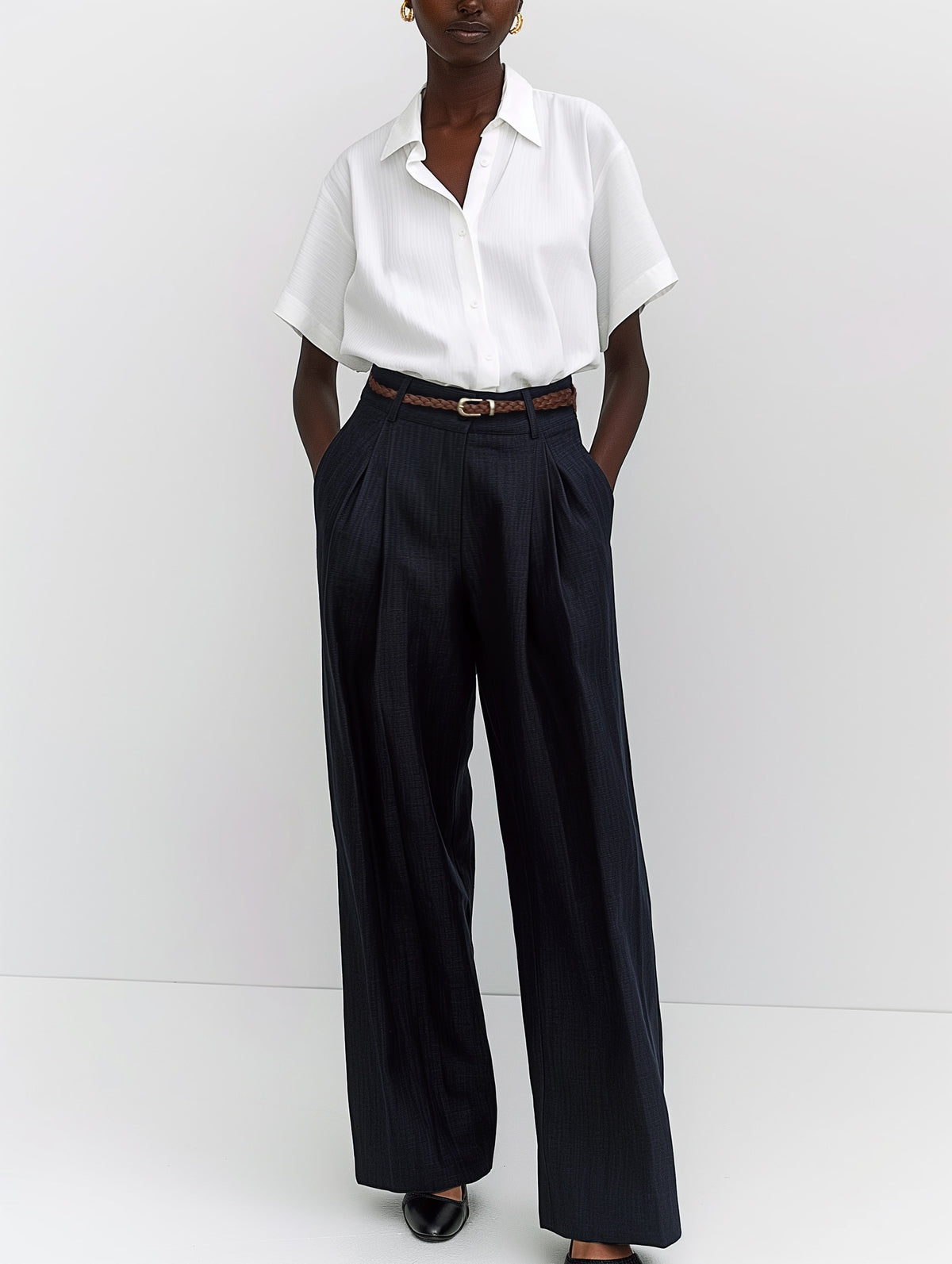 Pleated Wide-Leg Trousers