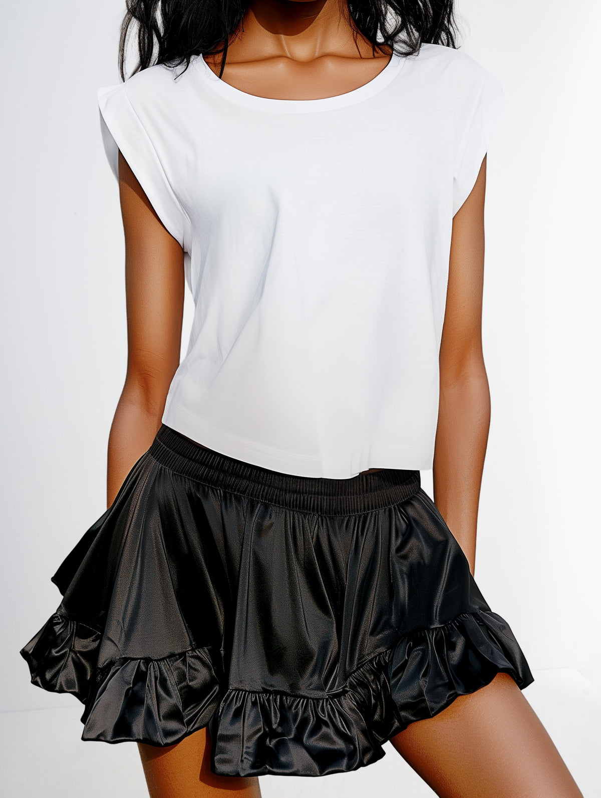 Ruffled Satin Mini Skirt-1