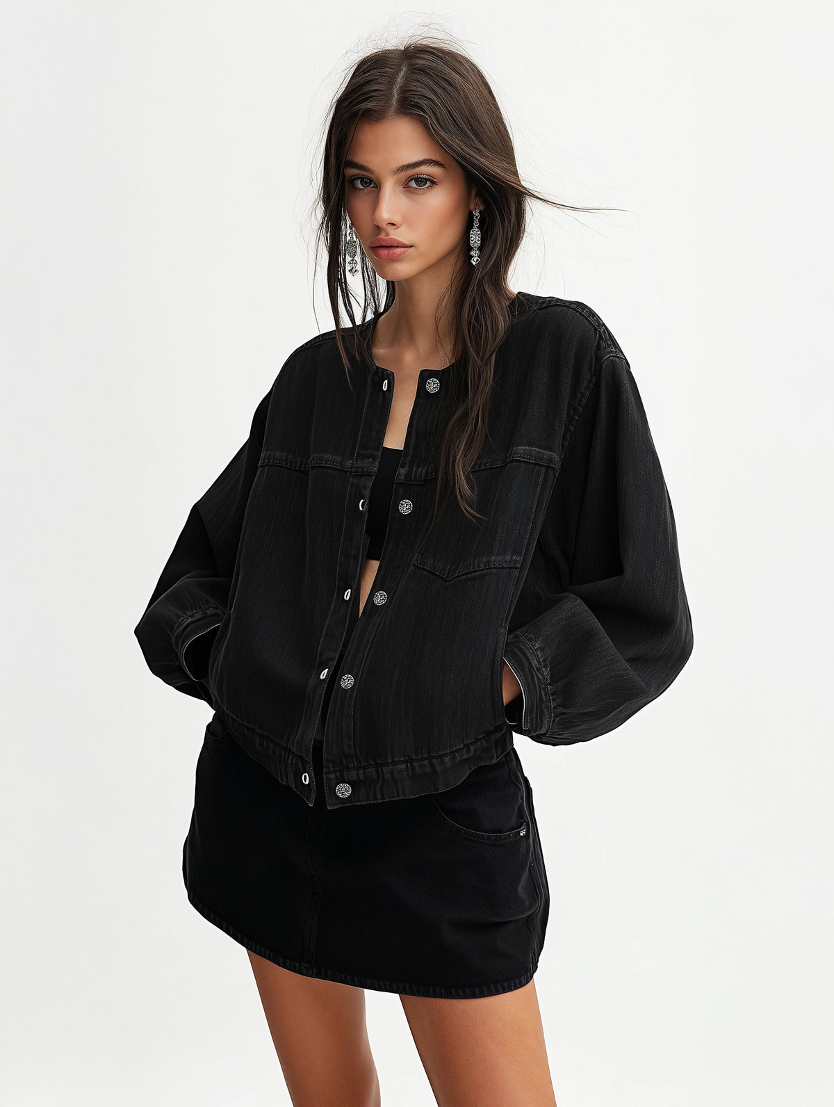 Oversized Denim Shirt Jacket-zoom-1