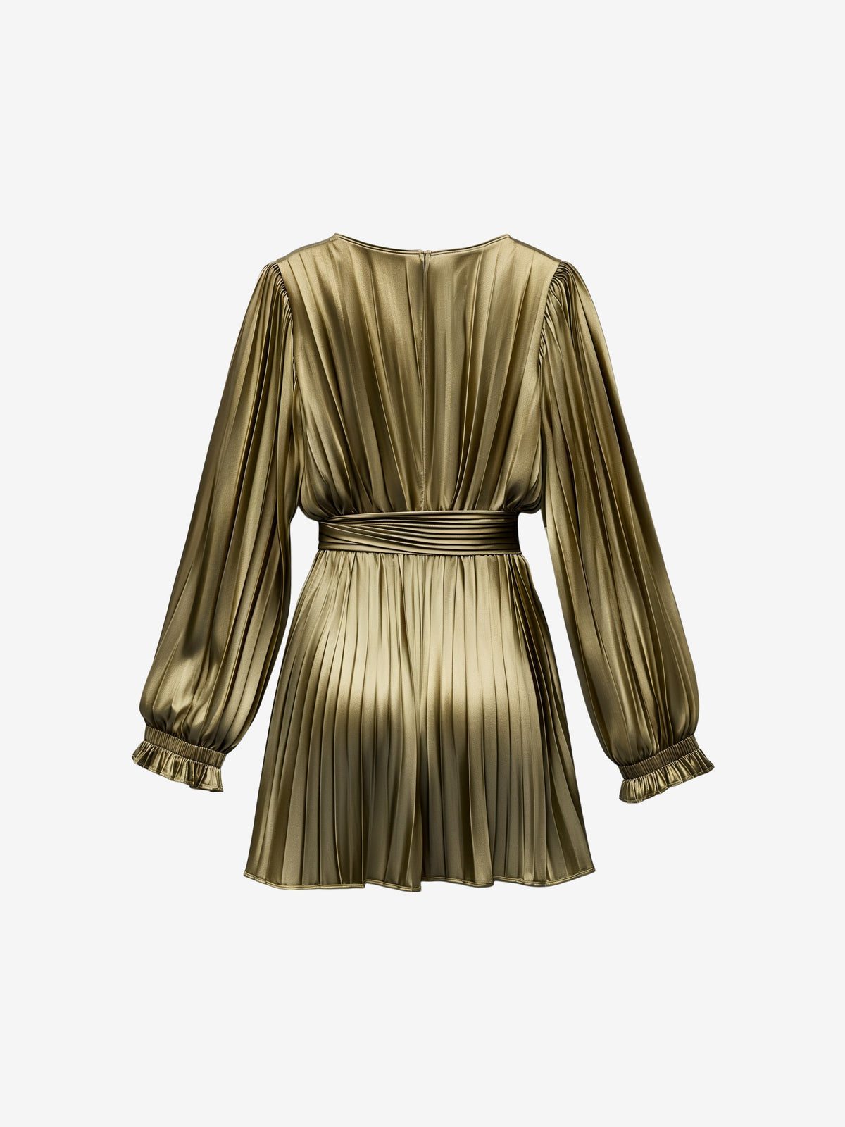 Pleated V-Neck Mini Dress-zoom-4