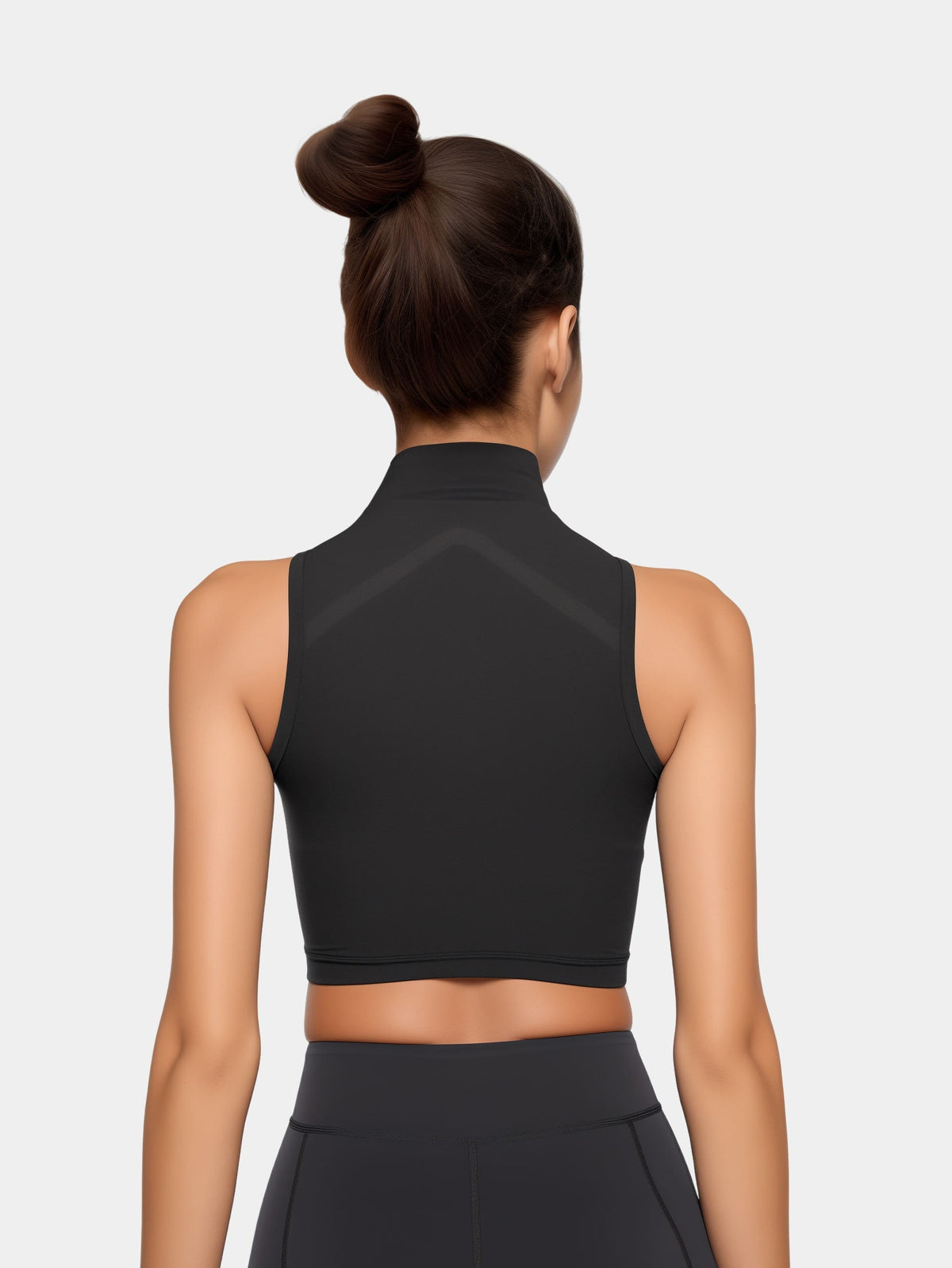 High-Neck Zip Crop Top-2