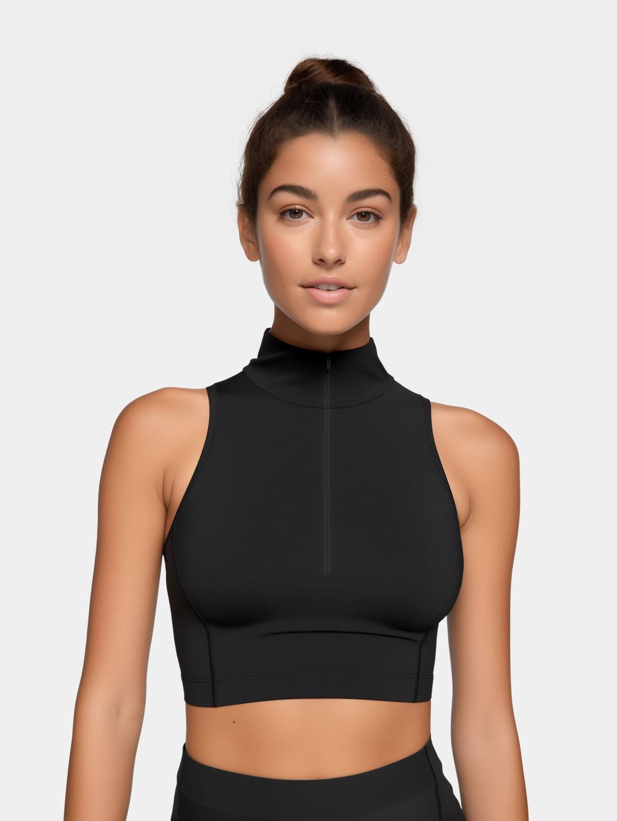 High-Neck Zip Crop Top-zoom-1