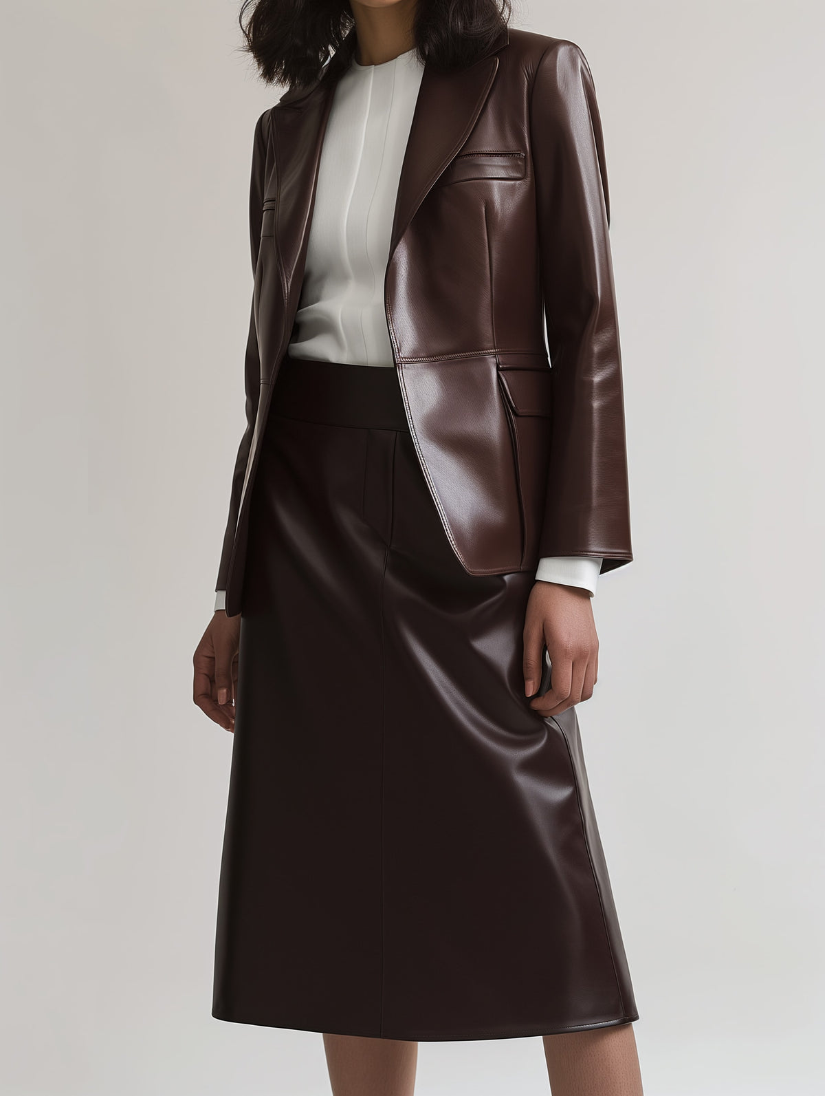 Faux Leather Blazer Skirt