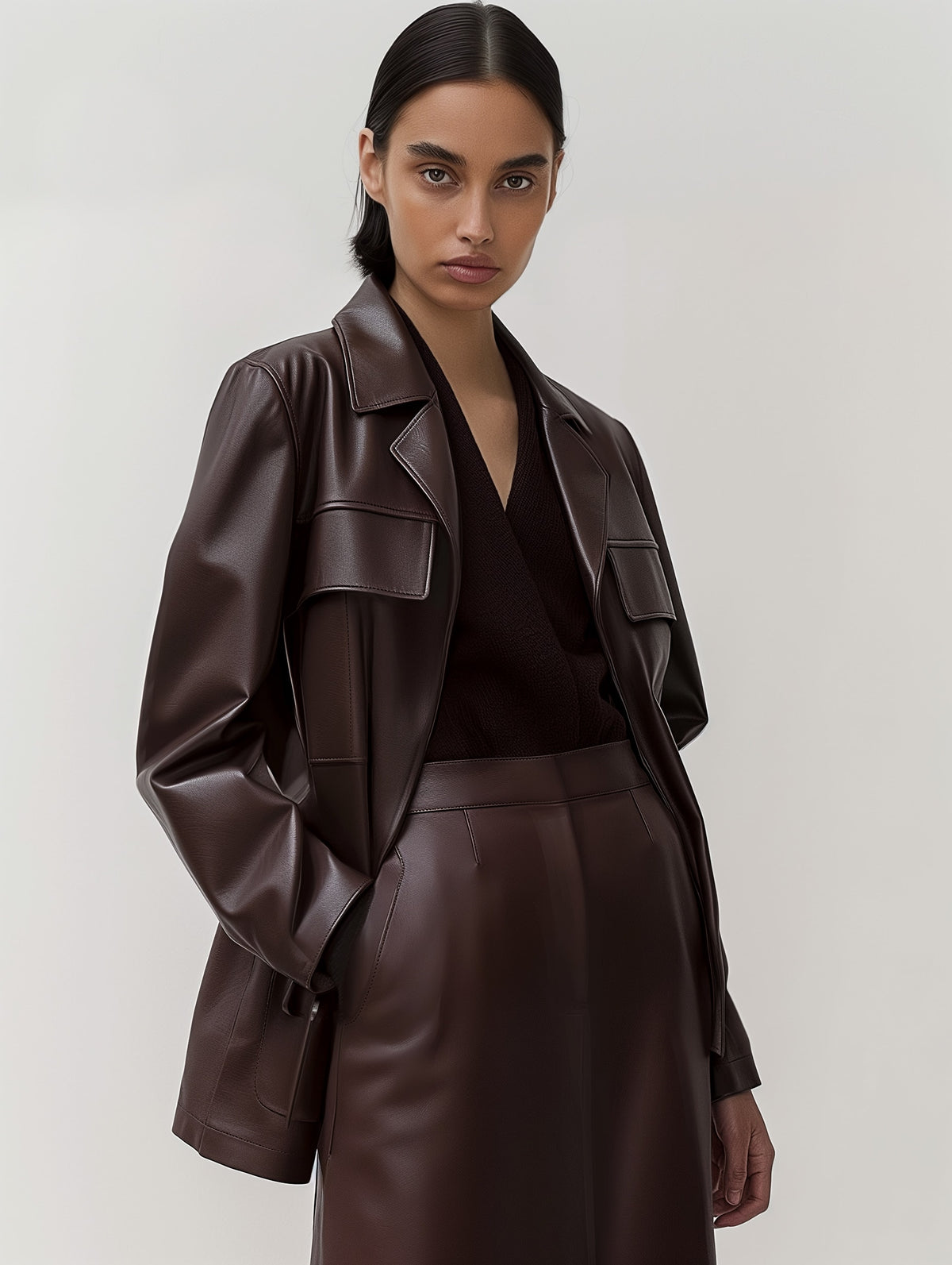 Faux Leather Blazer Skirt
