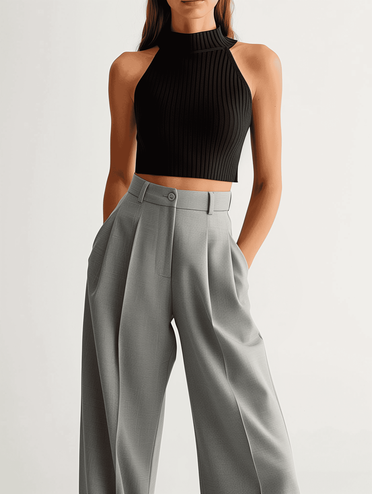 High-Waisted Tailored Pants