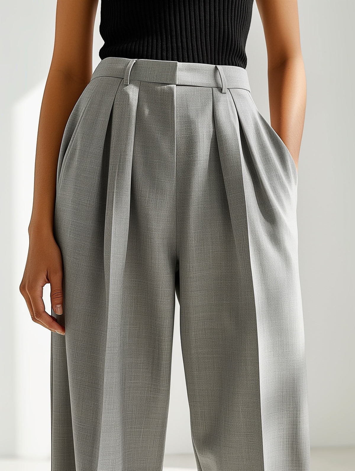High-Waisted Tailored Pants-3