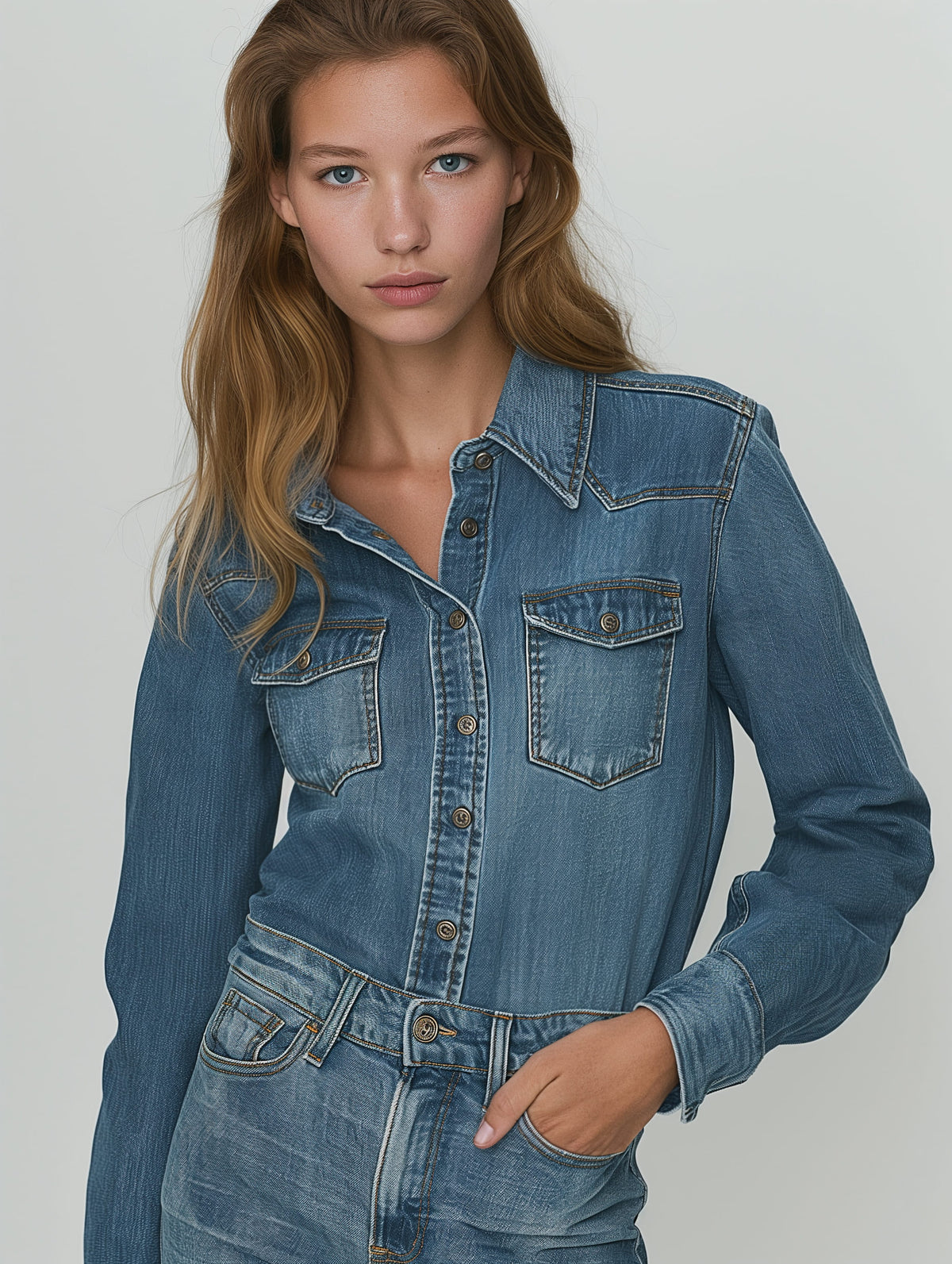 Fitted Western Denim Jeans-1