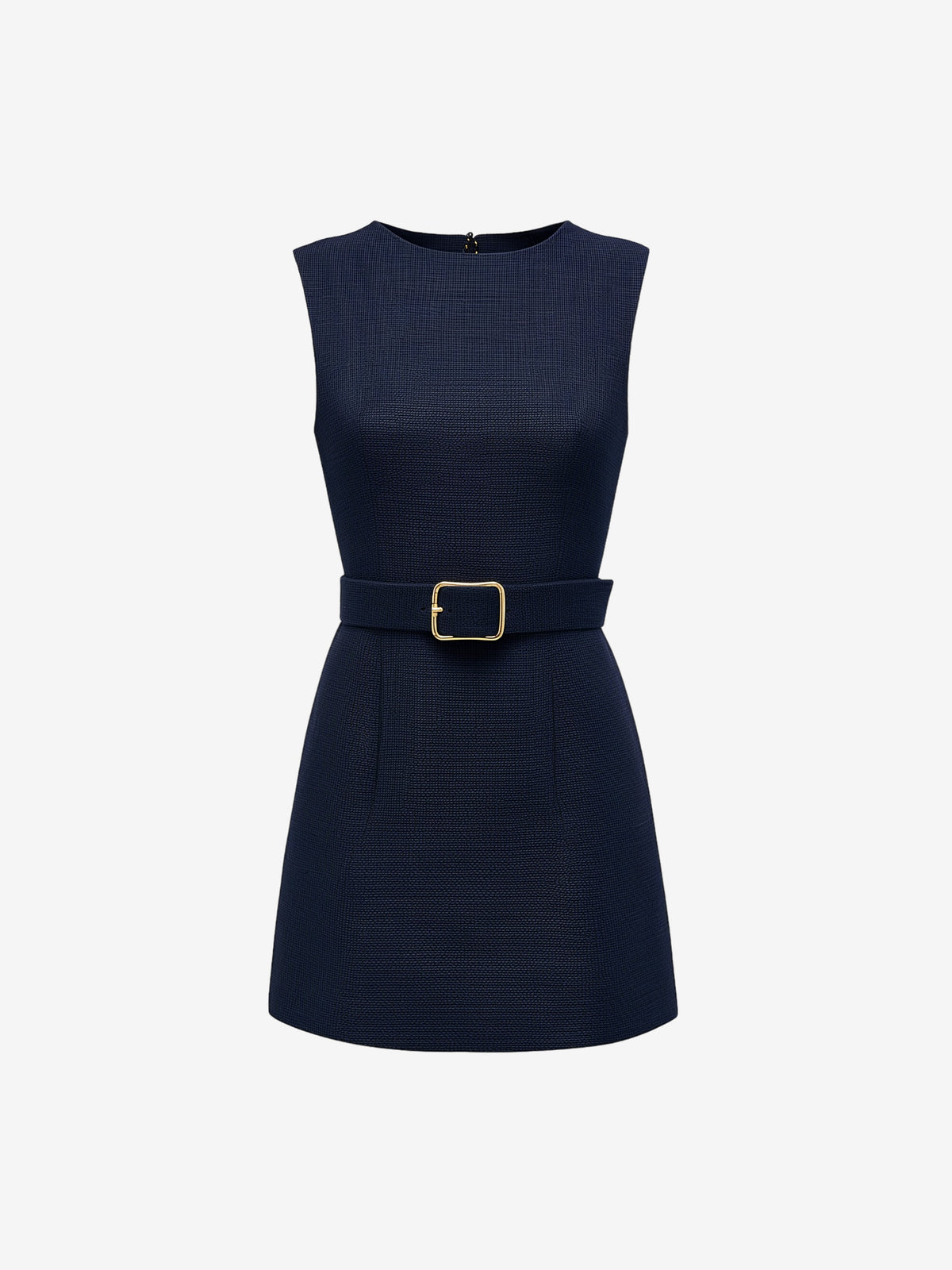 Belted High-Neck Dress