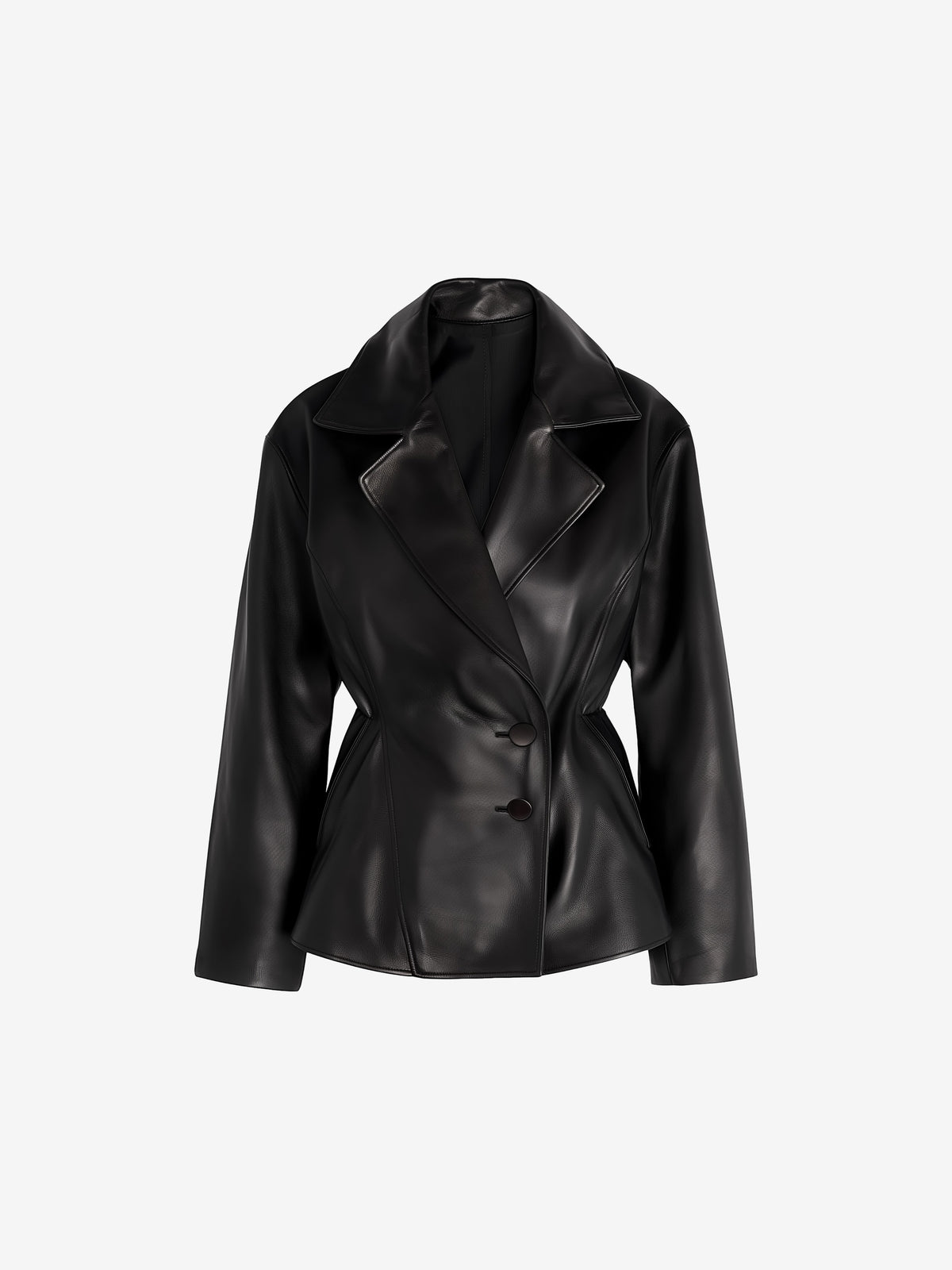 Faux Leather Fitted Blazer